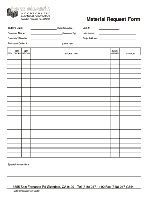Material Request Form