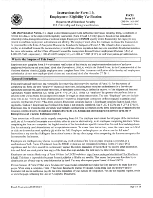 Fillable Online Instructions for Form I-9, Employment Eligibility ...