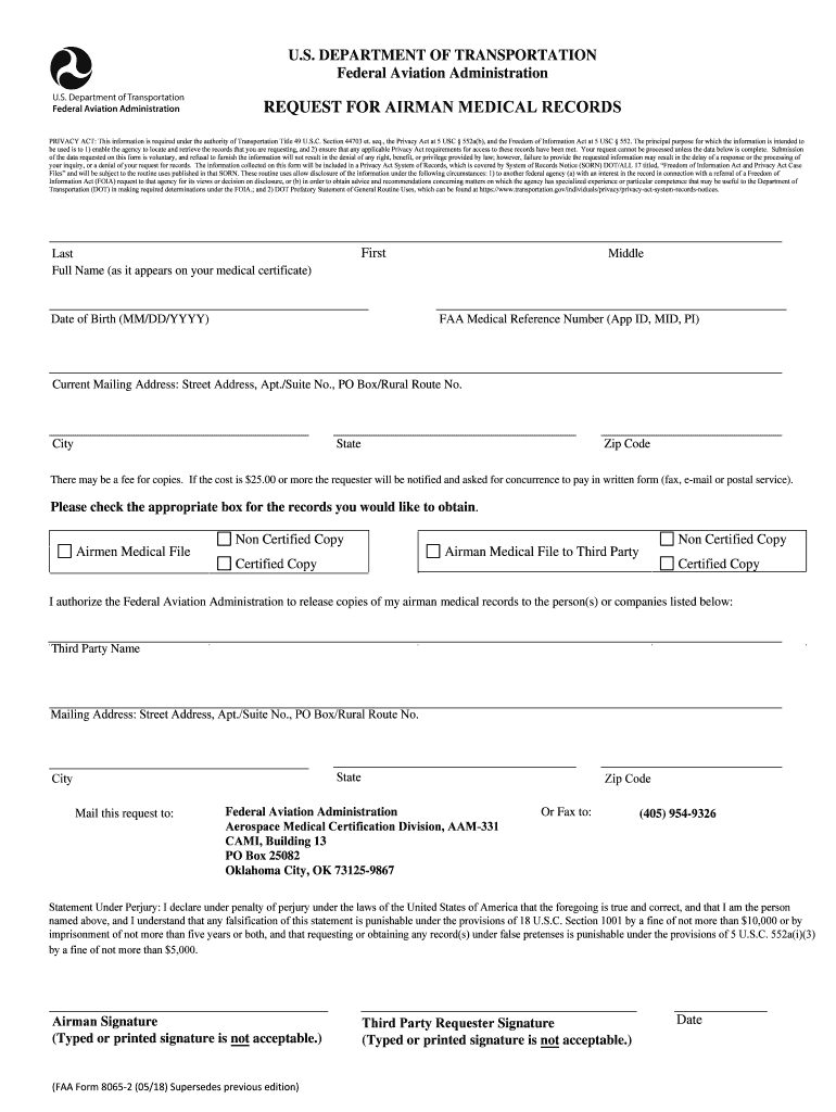 request for airman medical records Preview on Page 1