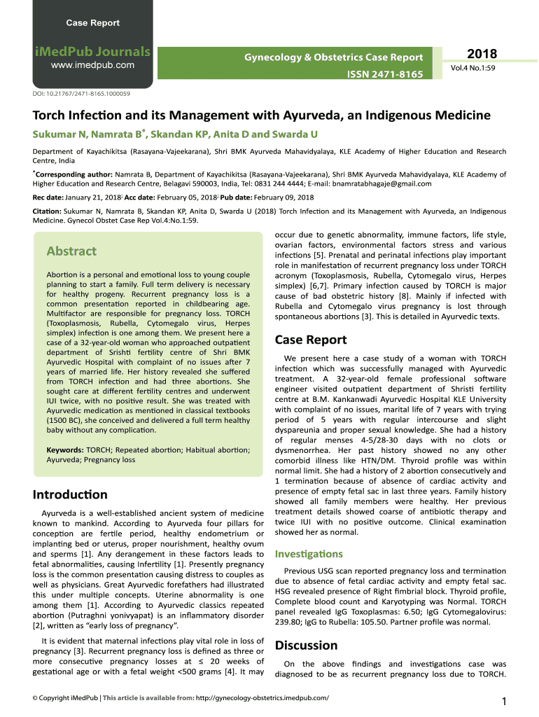 Fillable Online Torch Infection and its Management with Ayurveda, an
