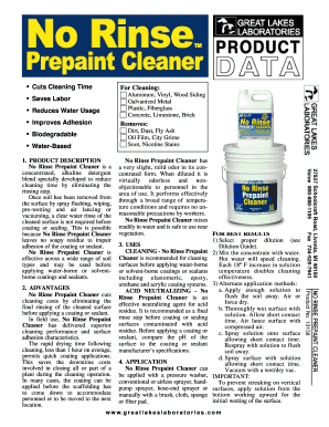 No rinse pre paint cleaner