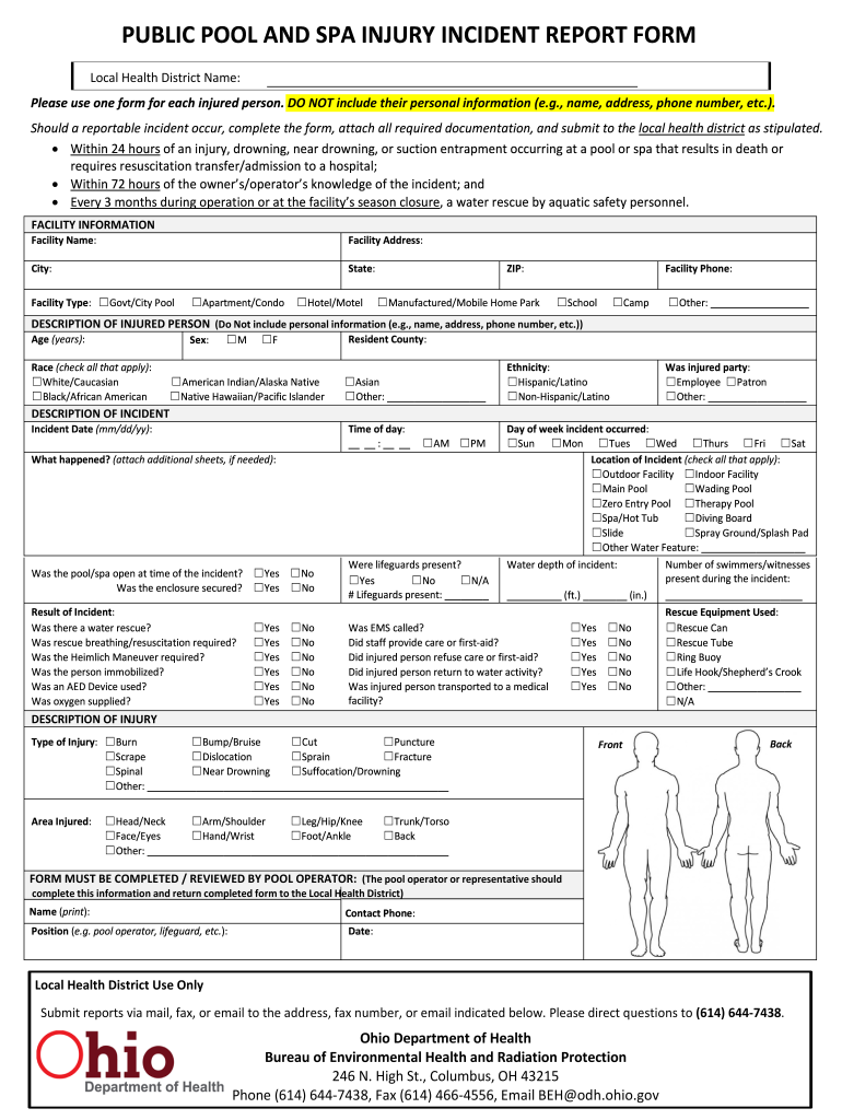 pool incident report Preview on Page 1