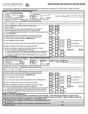 Virginia In-State Tuition Application