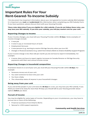 Fillable Online Rent-Geared-to-Income (RGI) Subsidy Form Fax Email ...