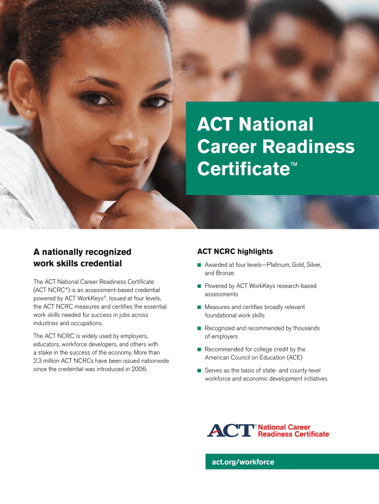 Fillable Online ACT National Career Readiness Certificate ACT