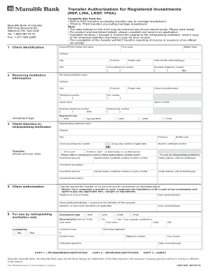 AB0164E - Transfer Authorization for Registered Investments (RSP, LIRA, LRSP, TFSA). AB0164E