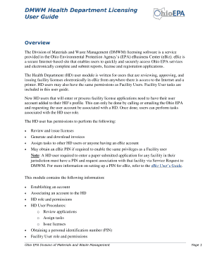 DMWM Health Department Licensing User Guide. Procedures for Health Department Licensing