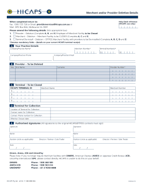 Merchant/Provider Deletion Form