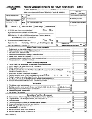 Arizona Corporation Income Tax Return (Short Form)