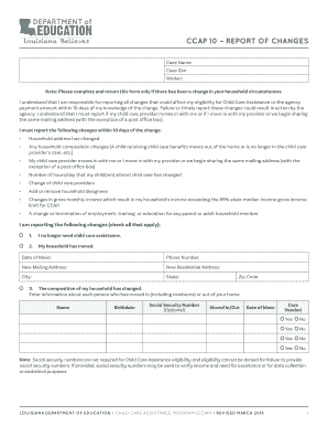 Louisiana CCAP 10 Report of Changes