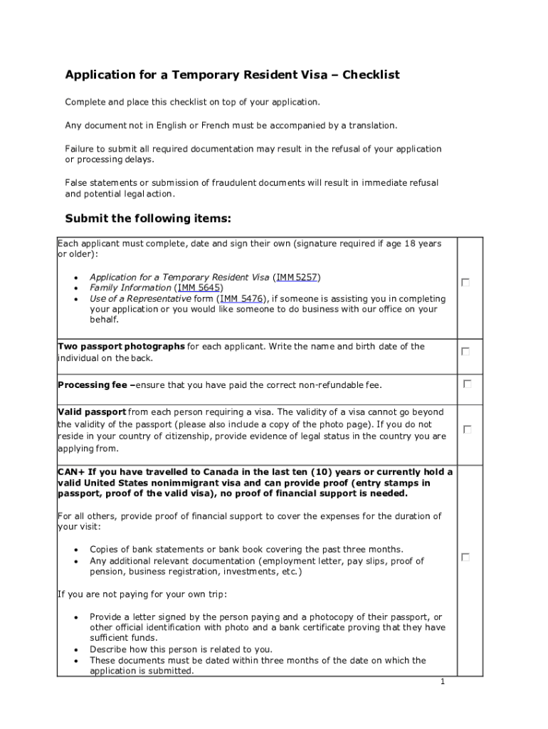 application for visitor visa temporary resident visa pdf Preview on Page 1