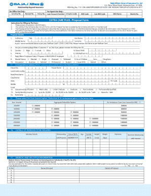 Bajaj Allianz Extra Care Plus Proposal Form