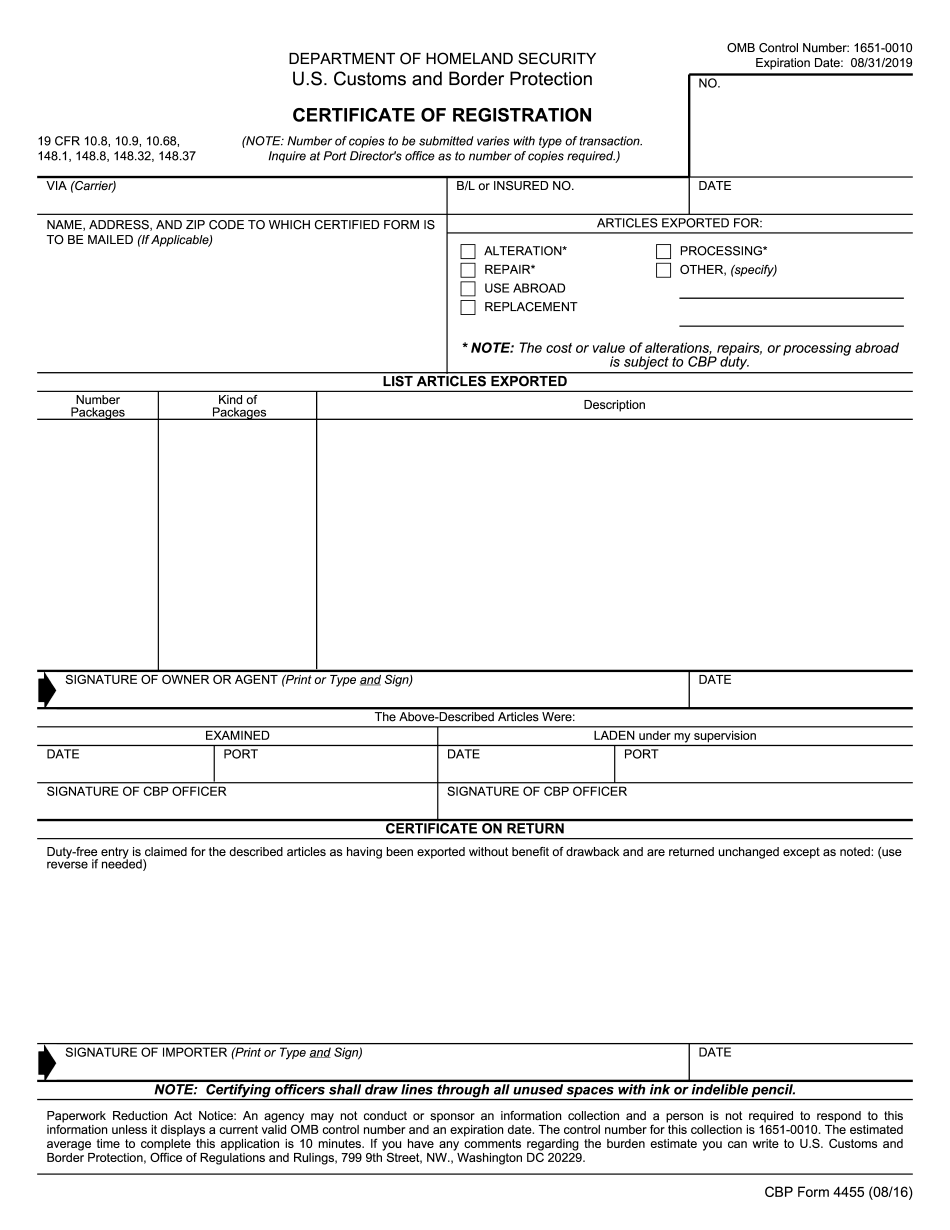 customs form 302
