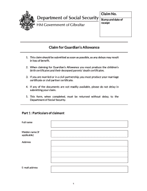 Fillable Online Guardian's Allowance - claim form.docx Fax Email Print