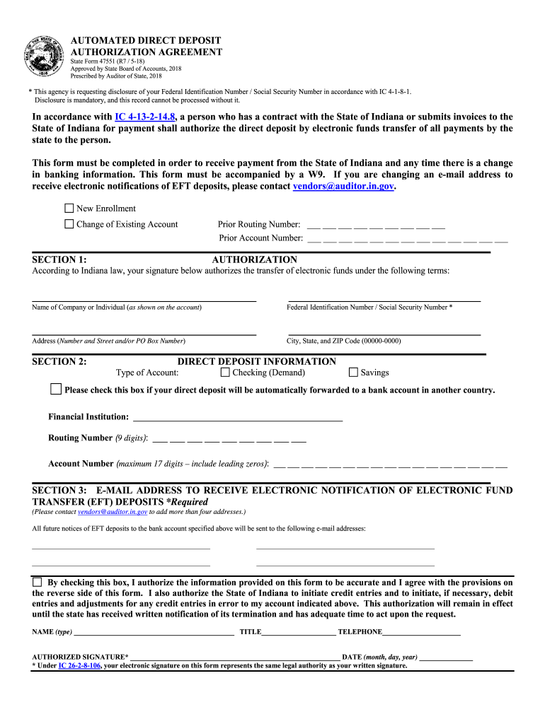 indiana direct deposit Preview on Page 1