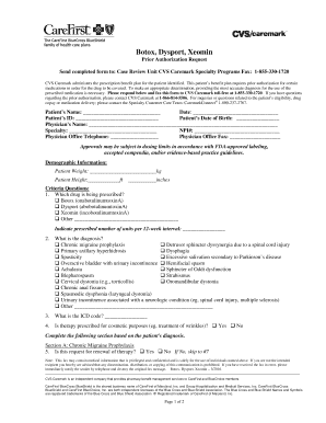 Fillable Online Prior Authorization Request - , , - CareFirst Fax Email ...