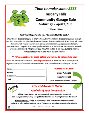 Fillable Online Time To Make Some Tuscany Hills Community
