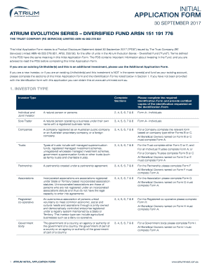 Initial application form - Atrium Investment Management