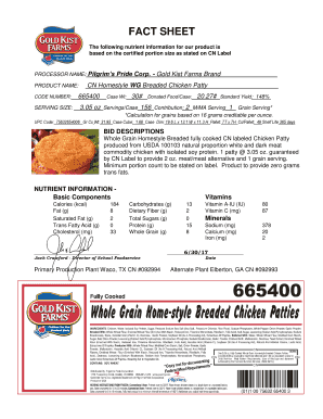 665400 WG Chicken Patty - Gold Kist Farms