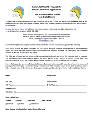 EMERALD COAST CLASSIC Media Credential