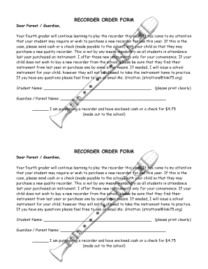 Fillable Online bcs link75 Recorder Order Form 2013-2014 Fax Email ...