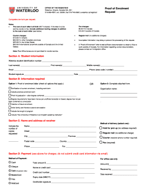 Request for Proof of Enrolment - University of Waterloo