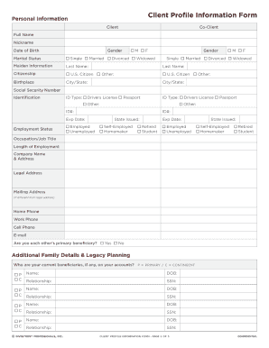 Client Profile Information Form