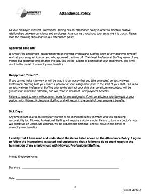 Attendance Policy - Midwest Professional Staffing