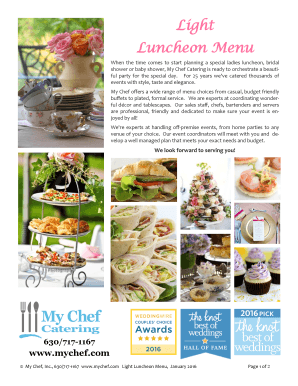 Light Luncheon Menu - mychef.com