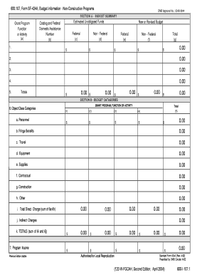 600.107, Form SF-424A, Budget Information - Non-Construction ...