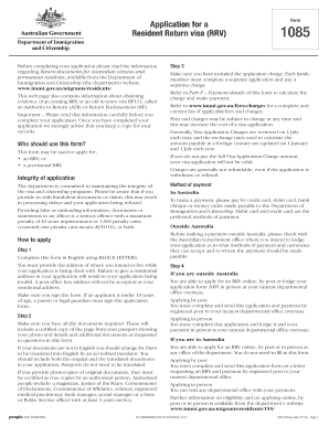 1085 - Application for a Resident Return visa (RRV) - VFS Global