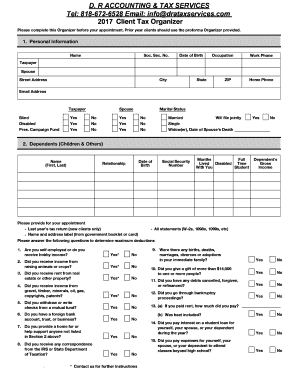 Client Tax Organizer D. R ACCOUNTING & TAX SERVICES Tel: 818 ...