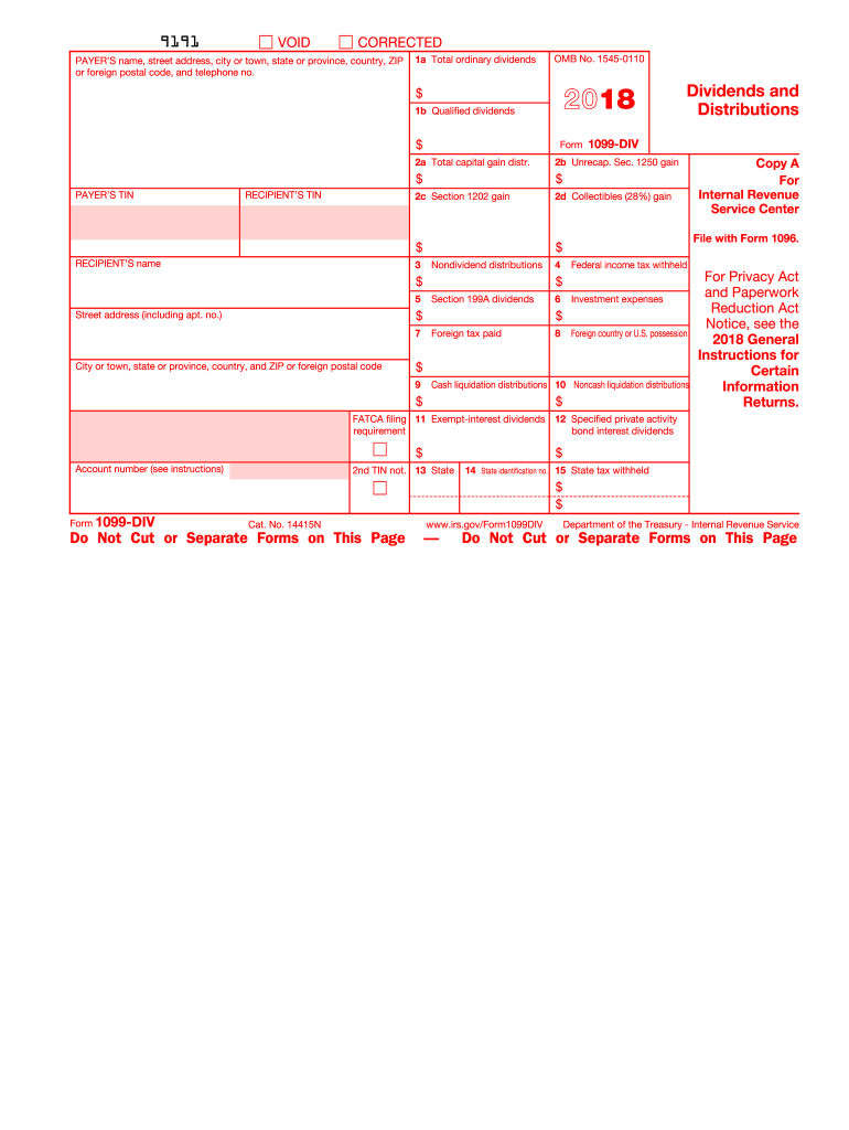2018 Form IRS 1099-DIV Fill Online, Printable, Fillable, Blank - pdfFiller