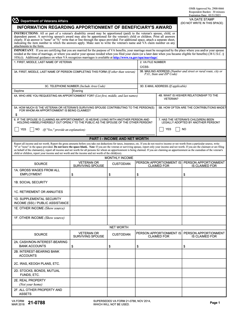 va form 21 0788 Preview on Page 1.