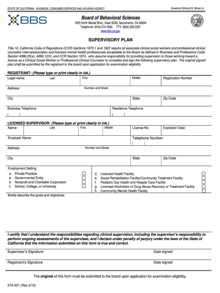 bbs supervisory plan example Preview on Page 1.