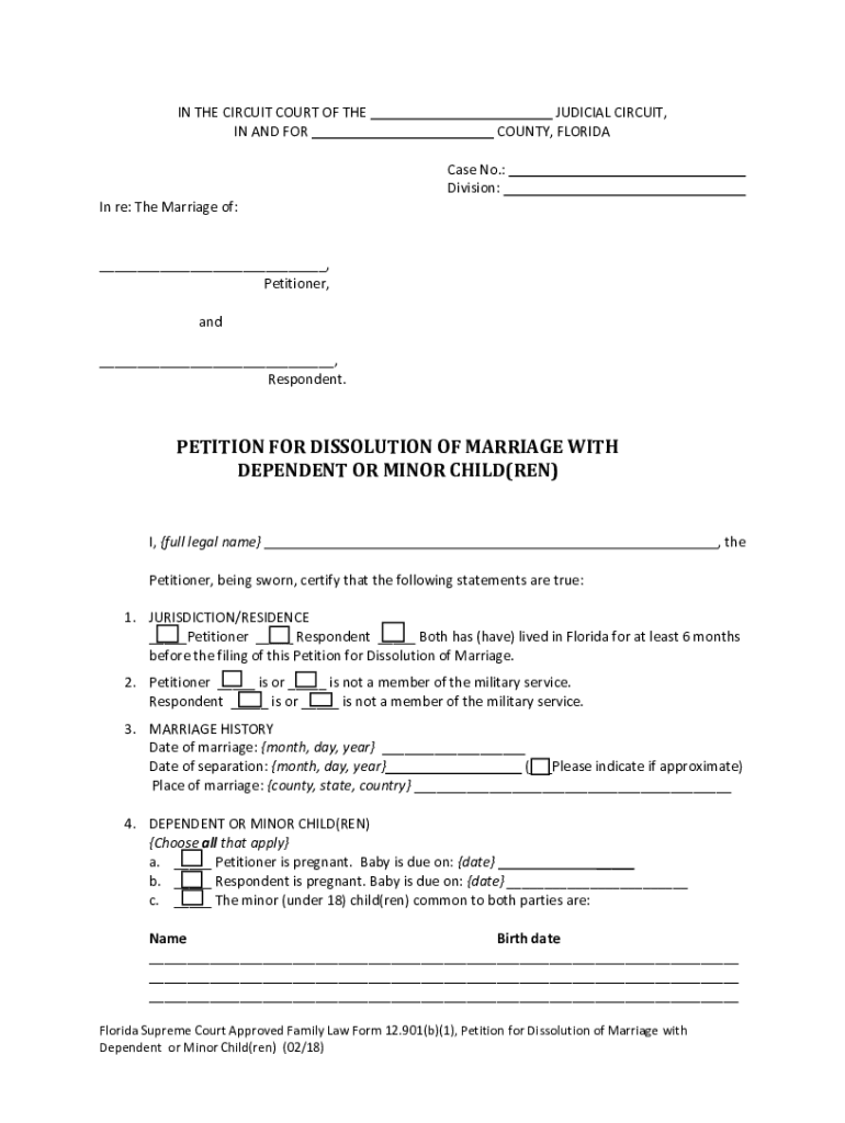 petition dissolution marriage minor Preview on Page 1