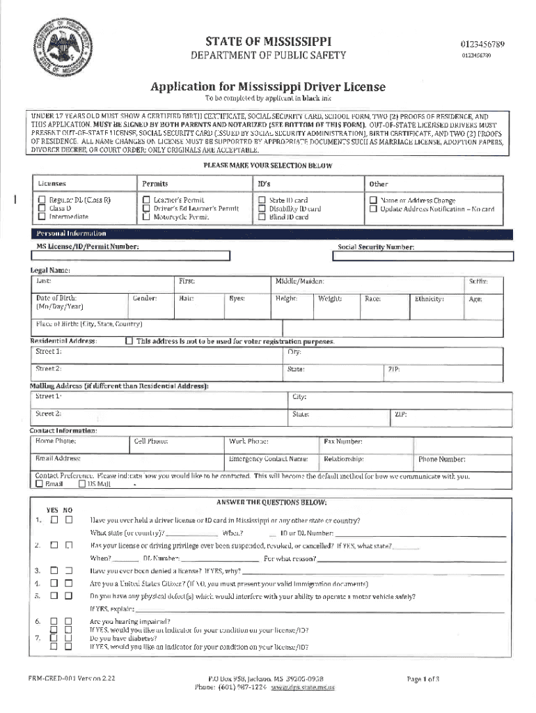 ms driver's license application Preview on Page 1