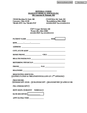 fillable online referral forms digestive medical services inc referral forms