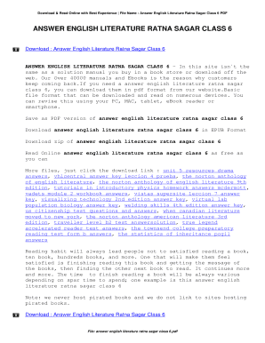 Fillable Online Answer English Literature Ratna Sagar Class 6. Answer