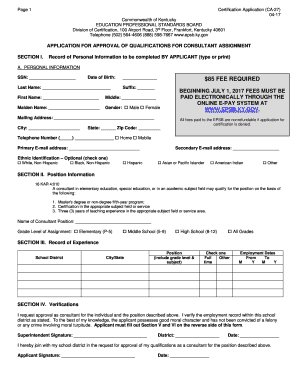 Certification Application (CA-27)