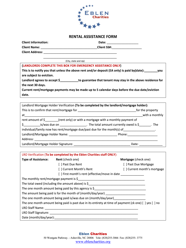 rent assistance form pdf Preview on Page 1