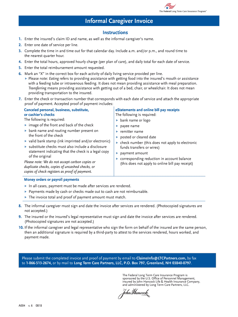 caregiver invoice template Preview on Page 1