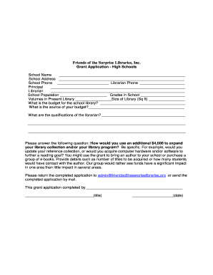 Fillable Online Grant app form - High School.doc Fax Email Print ...