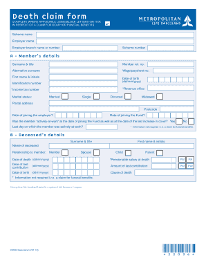 Death Claim Form