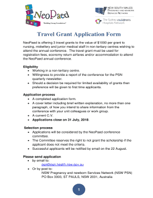 Travel Grant Application Form - Pregnancy and Newborn Services ...