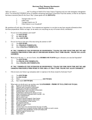 Hurricane Floyd Response Questionnaire Dade/Broward, Florida ...