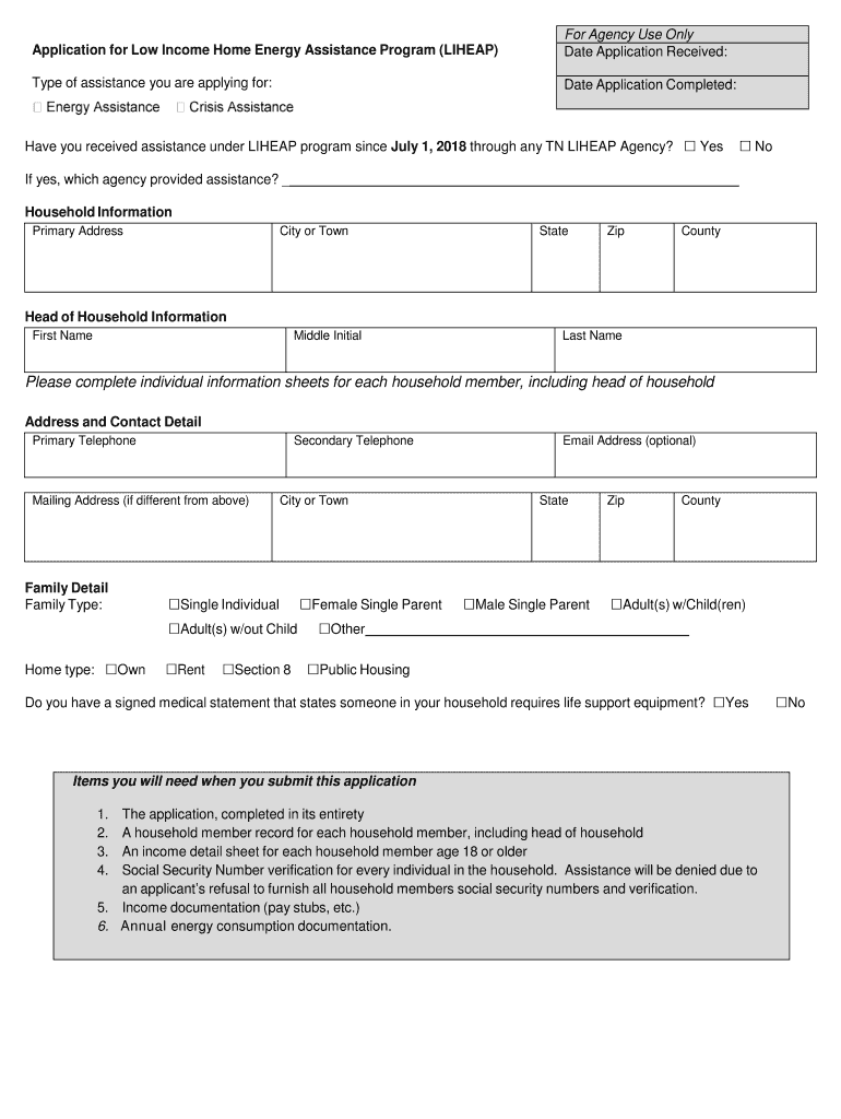 Liheap Ky 2022 Schedule 2018-2022 Form Tn Application For Low Income Home Energy Assistance Program  (Liheap) Fill Online, Printable, Fillable, Blank - Pdffiller