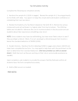 Tax Simulation Activity