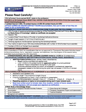 CTRAC Recertification Application - Consortium For Therapeutic ...