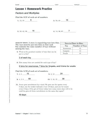 my homework lesson 1 answer key